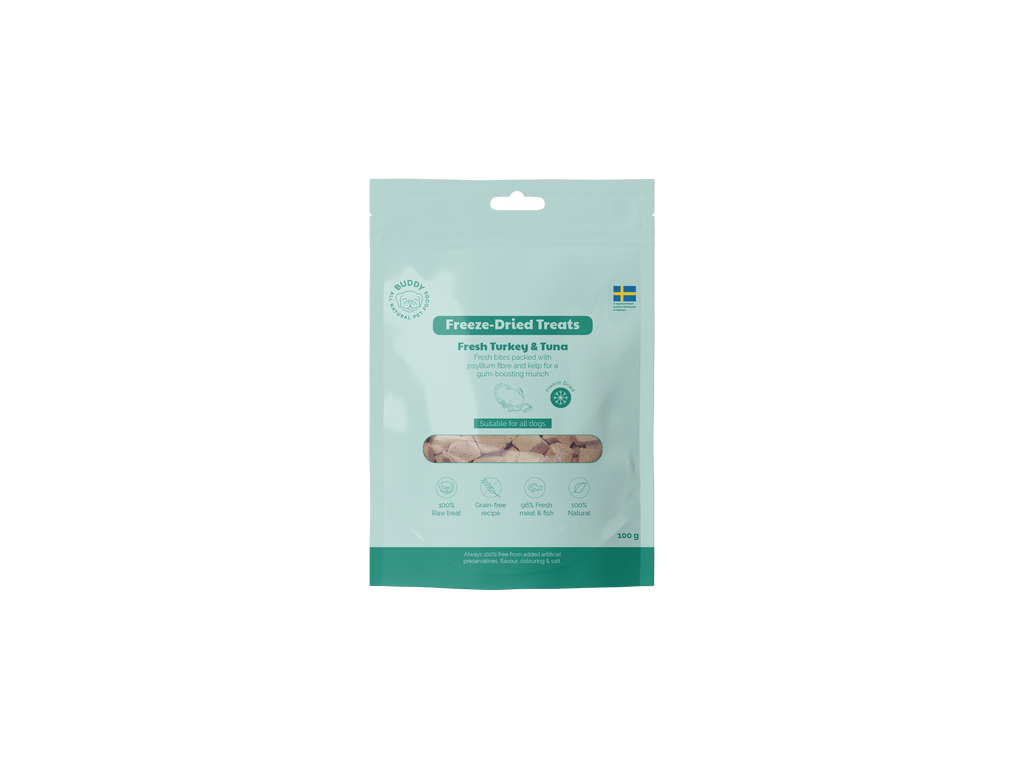 BUDDY Gefriergetrockneter Hundesnack Pute & Thunfisch 100 g.
