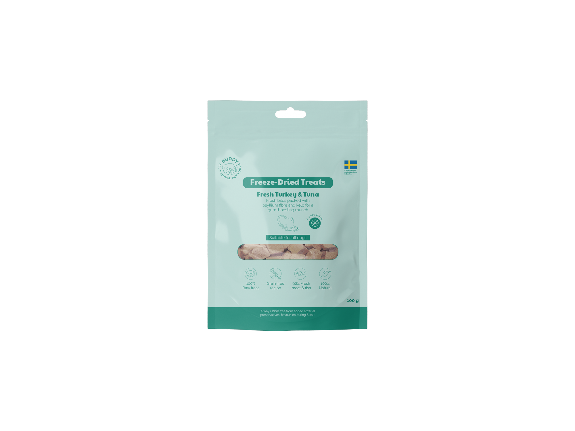 BUDDY Gefriergetrockneter Hundesnack Pute & Thunfisch 100 g.