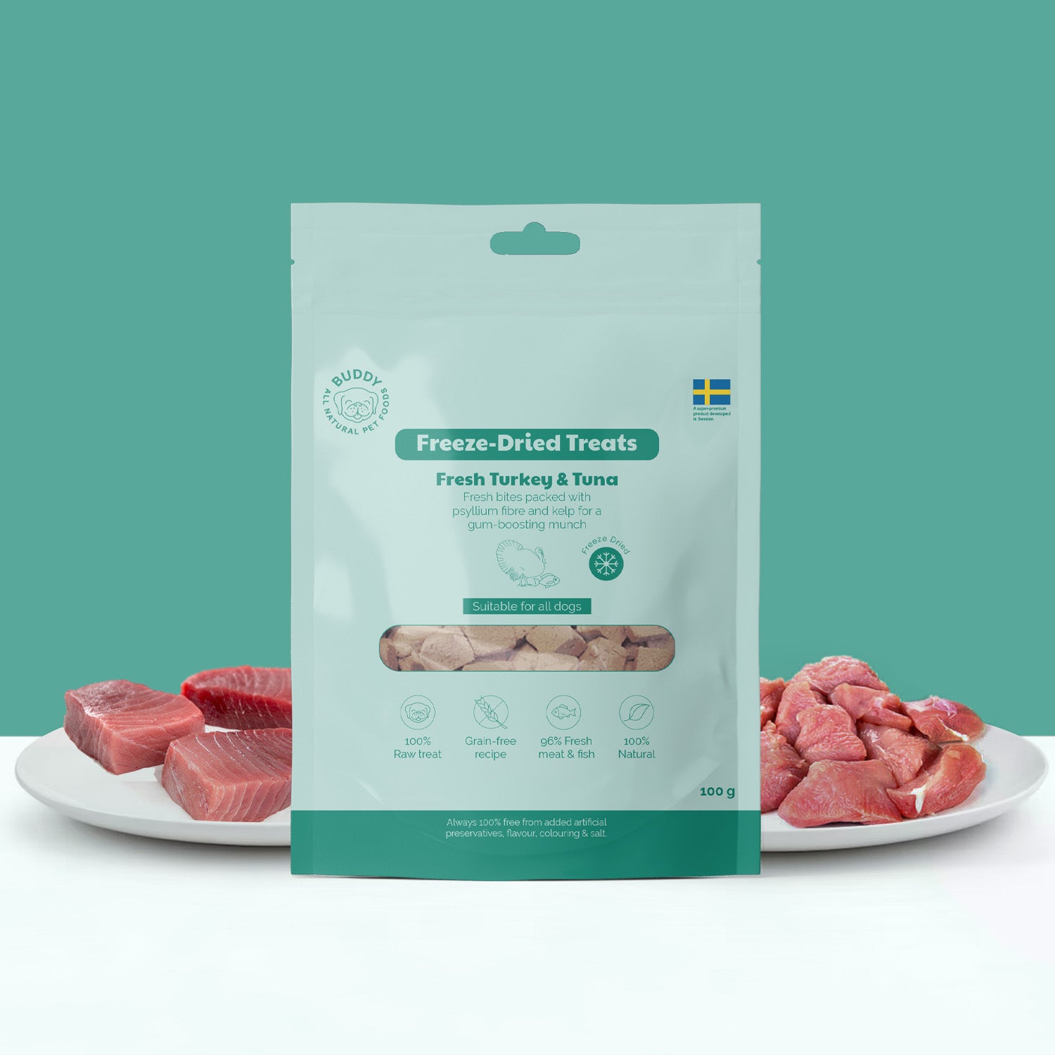 BUDDY Gefriergetrockneter Hundesnack Pute & Thunfisch 100 g.
