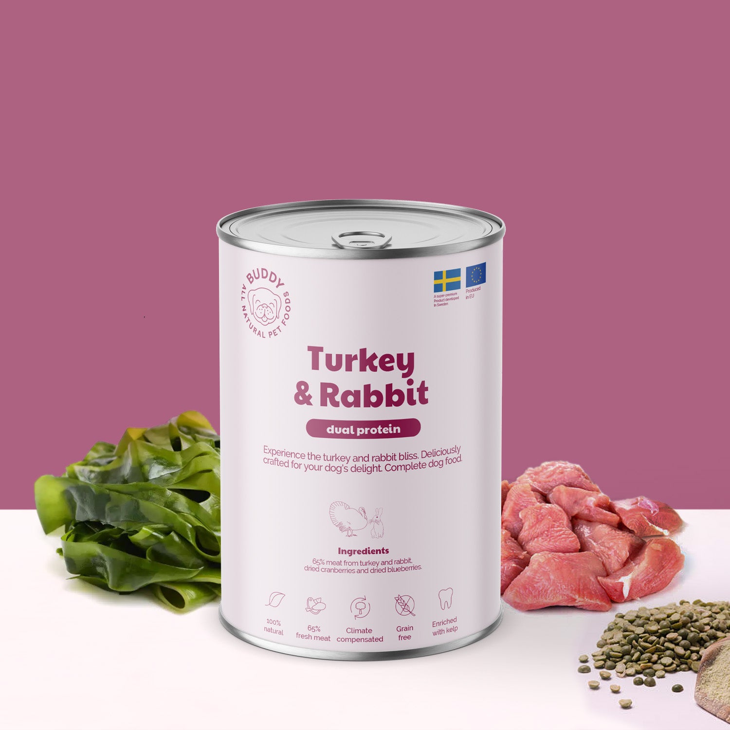 BUDDY Nassnahrung Truthahn & Kaninchen 400 g – im 6er-Pack