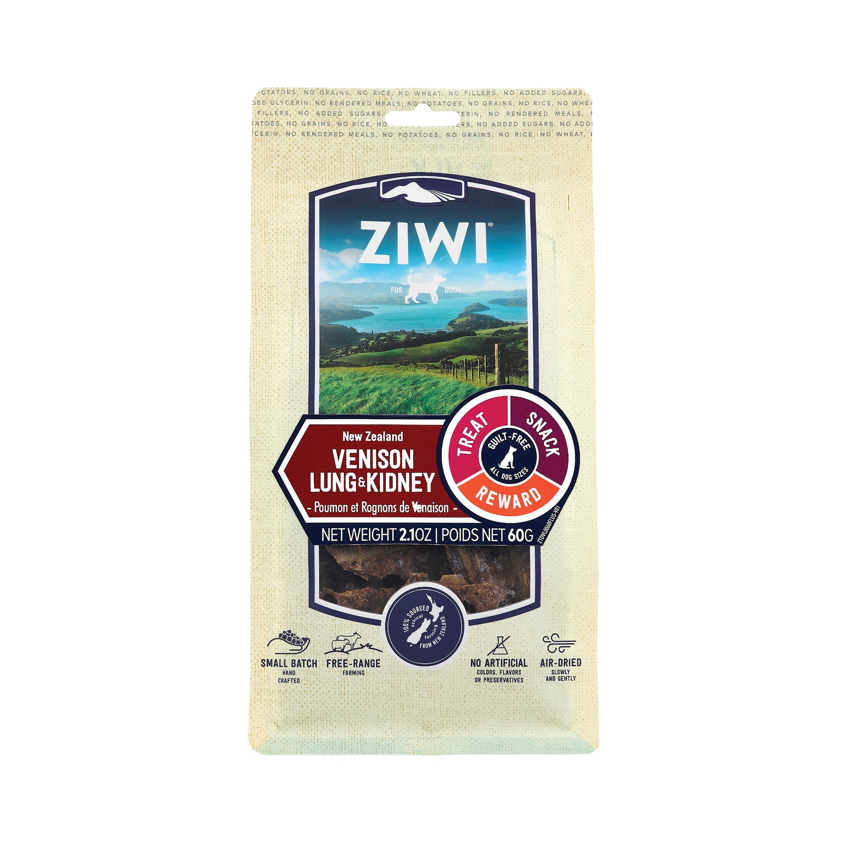 Ziwi Hondensnack Hertenlong & Hertennier 60 gr.