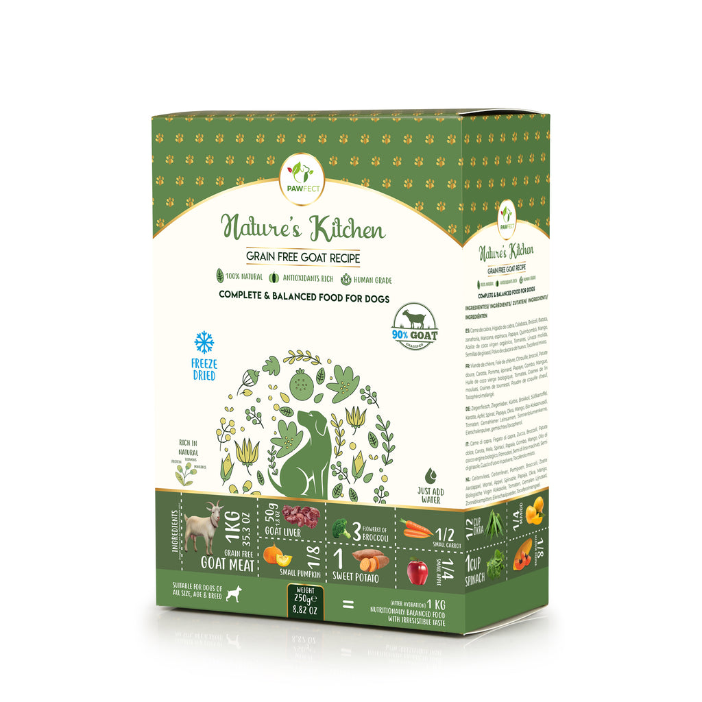 PawFect Freeze Dried hondenvoeding Geit 250 gr.
