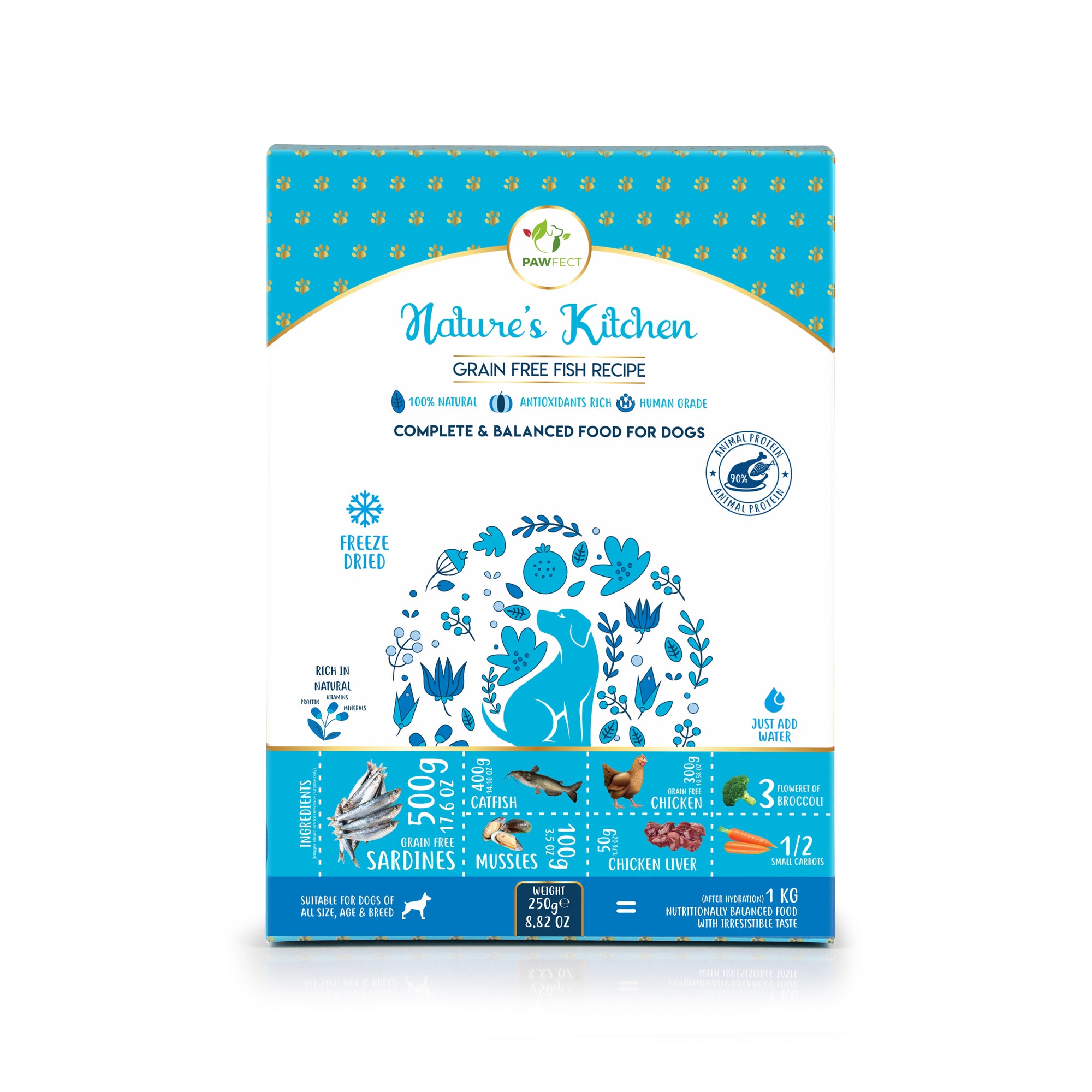 PawFect Freeze Dried hondenvoeding Vis 250 gr.