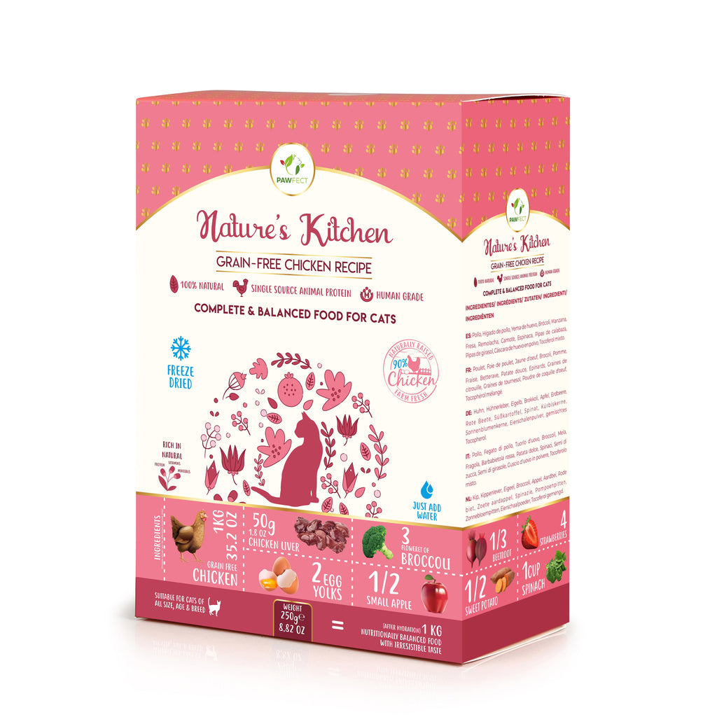 PawFect Freeze Dried kattenvoeding Kip 250 gr.