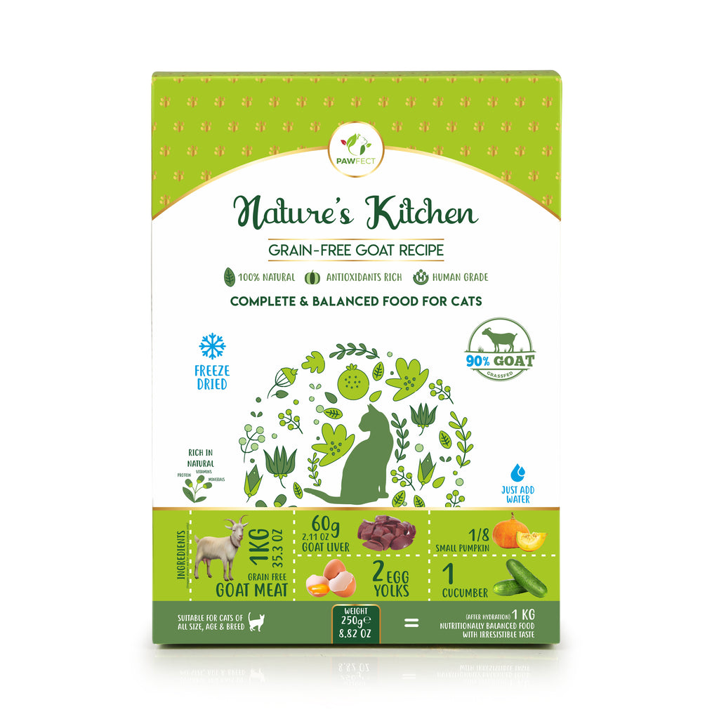 PawFect Freeze Dried kattenvoeding Geit 250 gr.