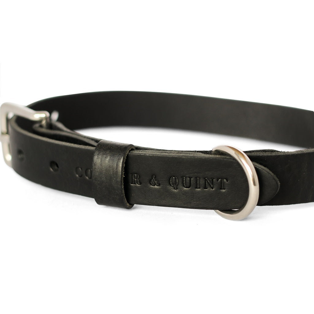 No Fuss Halsband Hond Leer Zwart - Cooper & Quint