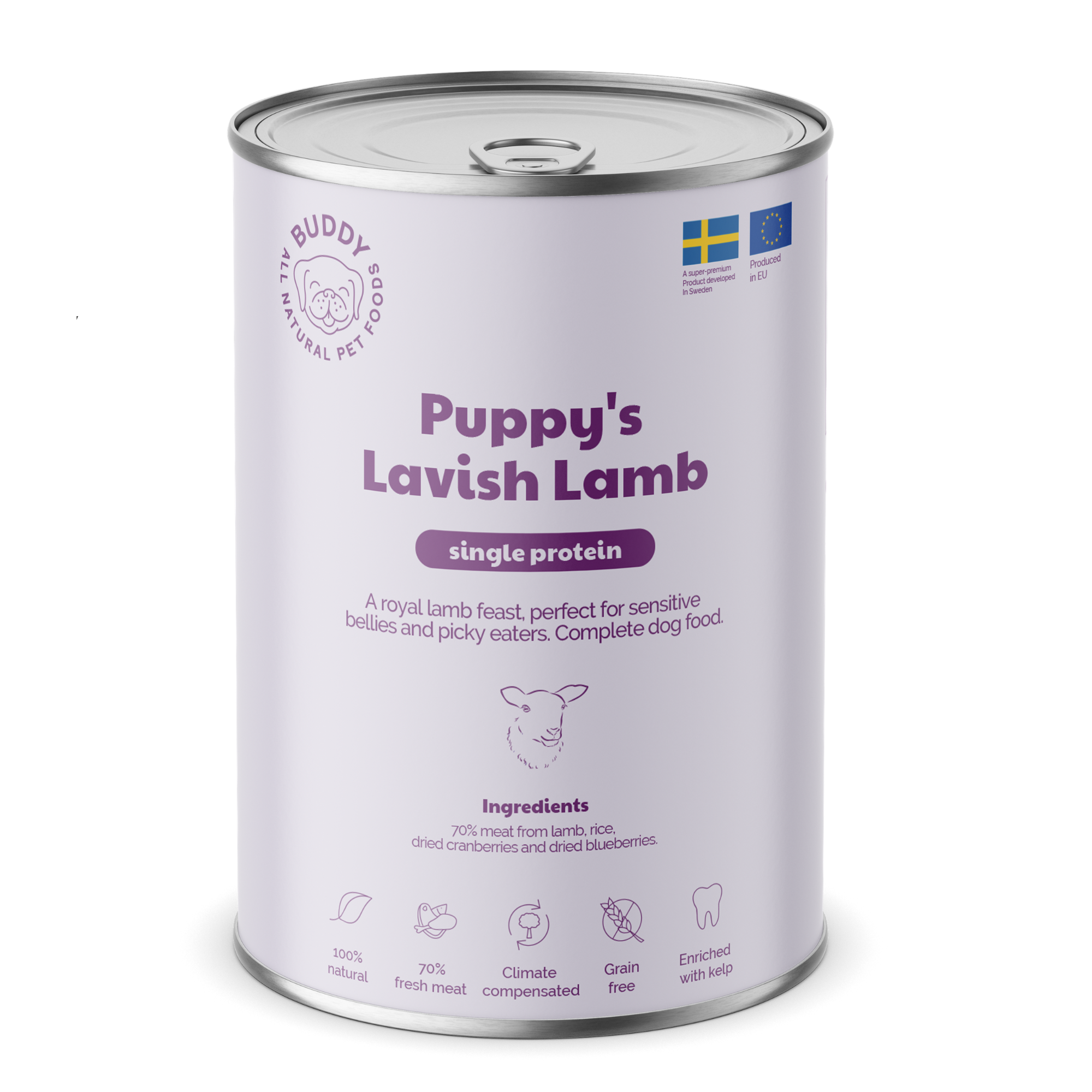 bUDDY Nassfutter Welpen Lavish Lamm 400 g – im 6er-Pack