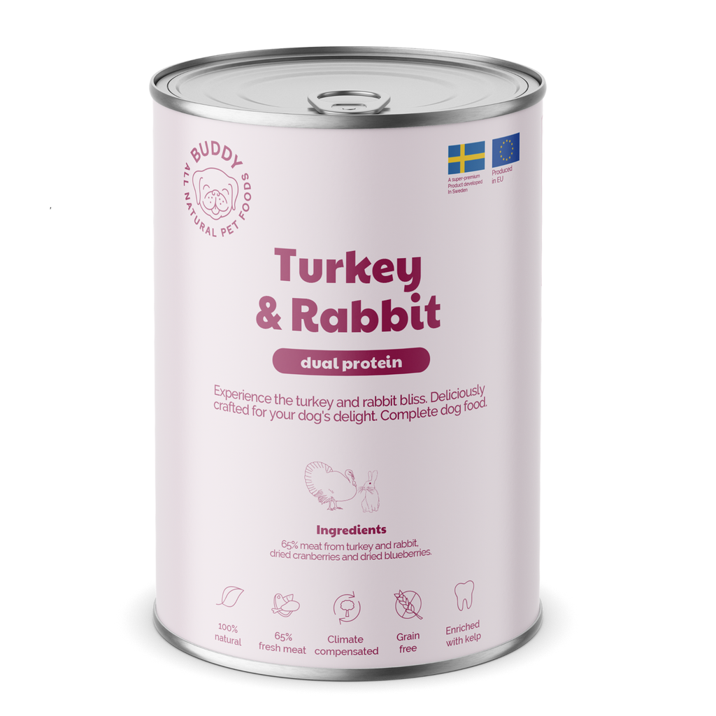 BUDDY Nassnahrung Truthahn & Kaninchen 400 g – im 6er-Pack